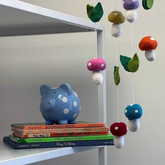 Fair Trade Nepalese Handmade Felt Mushroom Mobile, NWT - Picture 4 of 14